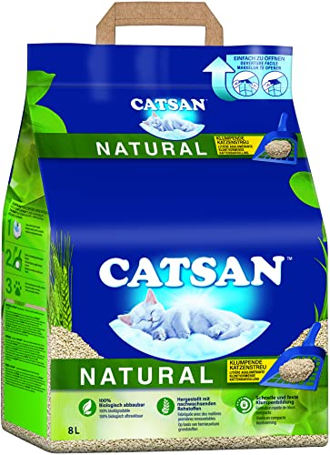 CATSAN Natural – Kompostierbare Klumpstreu für Katzen aus 100% Pflanzenfasern – Biologisch abbaubar – Beutel (1 x 8 Liter) von Catsan