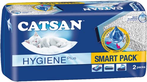 CATSAN Smart Pack – Nichtklumpende Katzenstreu auf saugfähigem Vlies – 1 Packung mit 2 Packs 8L (2x 4L), 4kg von Catsan