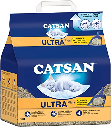 Catsan Ultra Plus – Katzenstreu aus feinen natürlichen Tonkörnchen – 1 x 10 Liter von Catsan
