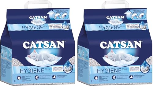 Catsan Hygiene Plus – Weiße Hygienestreu mit Extra-Mineralschutz (18L (2x9L)) von Catsan