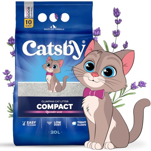 Catsby Compact 20l Katzenstreu aus Bentonit mit Lavendelduft Stark Klumpend von Catsby