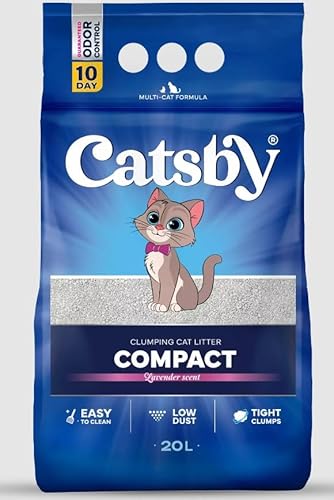 Catsby Compact 20l Katzenstreu aus Bentonit mit Lavendelduft Stark Klumpend von Catsby