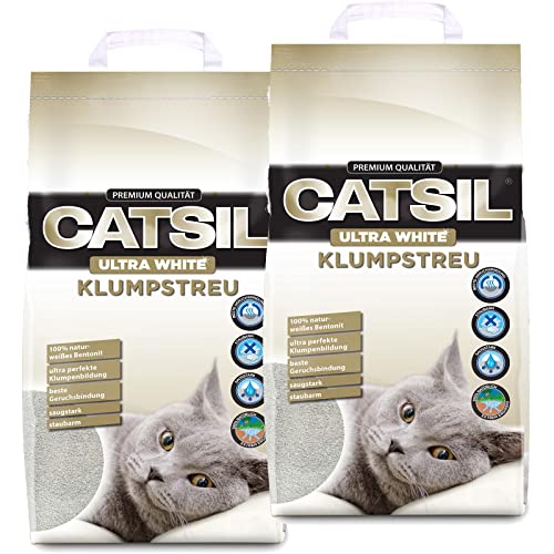 Catsil Ultra White 2x15 l Catsil White Cat mit Babypuderduft Klumpstreu Katzenstreu von Catsil