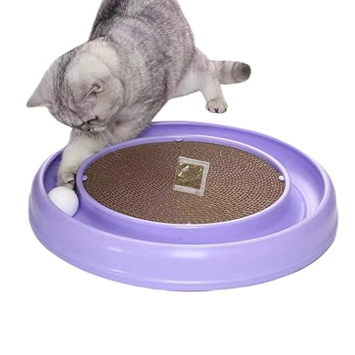 Rundes Katzenkratzspielzeug, Katzenkratzpad mit Ball, Kätzchenspielzeug, Kratzunterlage aus Karton, interaktives Katzenspielzeug für Indoor-Katzen, Übungsspiel mit Ball von Cattio