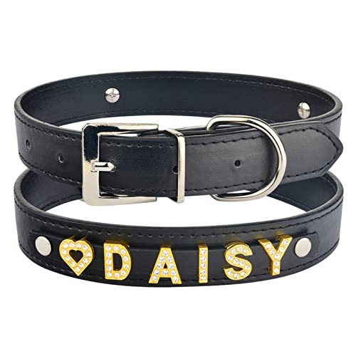 Basic Collars Hundehalsband zum Selbermachen, Leder, mit Namen, Größe S 27-33 cm von Cavanu