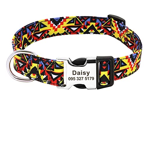 Basic Collars Personalisiertes Hundehalsband aus Nylon, bedruckt für Welpen, Katzen, Namensschild, ID-Kragen (Farbe: 030ye, Größe: S) von Cavanu
