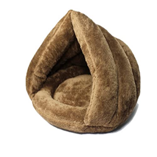 Hundebetten, dreieckig, Haustier-Nest für Hunde und Katzen, Iglu Bett, Korb, Haus, Kätzchen, weich, gemütlich, Innenkissen, Haustierbett (Farbe: Braun, Größe: S) von Cavanu