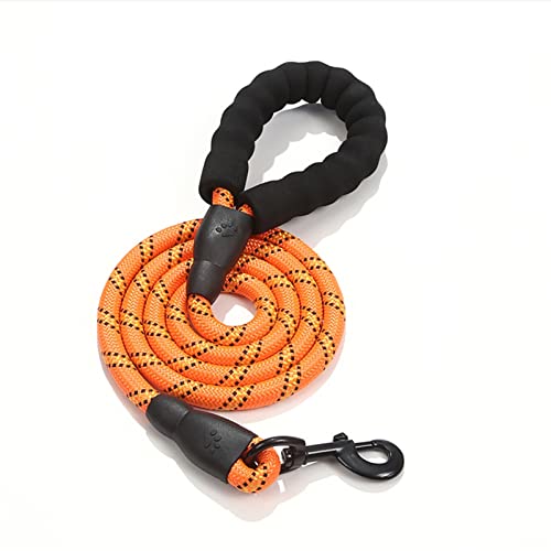 Hundeleine, 60/150 cm, reflektierend, langlebig, gepolsterter Griff, Haustier-Hundehalsband für mittelgroße und große Hunde, Farbe: Orange, Größe: 150 cm von Cavanu