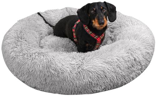 Caveli Pet Products Orthopädisches Hundekissen Mittelgroße Hunde bis 20 kg, M, 80cm, Grau, Flauschiges Hundekörbchen Kuschelbett von Caveli Pet Products