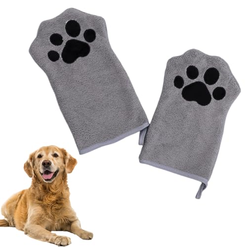 2 Stück Hunde-Reinigungstücher, Handschuh für Hunde und Katzen, weiche Mikrofaser, Haustierhandtuch, Handschuhe, Korallen-Fleece, wasserabsorbierende Haustier-Trockenhandschuhe, niedliche von CavspkArt