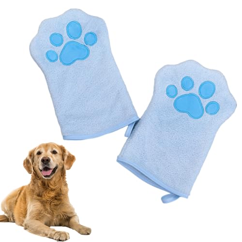 2 Stück Hunde-Reinigungstücher, Handschuh für Hunde und Katzen, weiche Mikrofaser, Haustierhandtuch, Handschuhe, Korallen-Fleece, wasserabsorbierende Haustier-Trockenhandschuhe, niedliche von CavspkArt