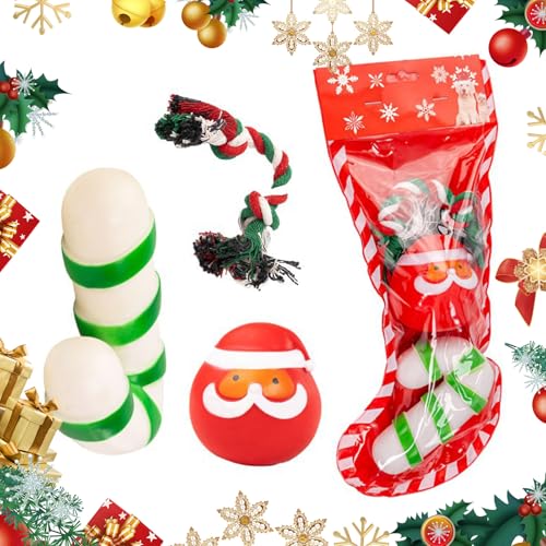 3 Stück Weihnachtsmann Interaktives Spielzeug für Haustiere Latex Quietsch Hundespielzeug Tennisball Hundespielzeug Squeaky Toys, Weihnachten Haustier Spielzeug Geschenke Hund (3pcs) von CavspkArt