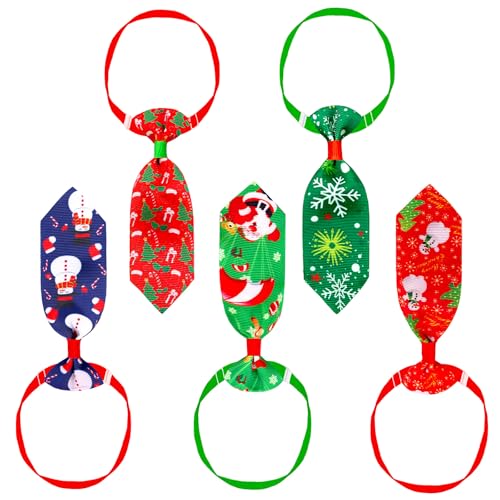 5 Stück Weihnachten Katze Hundekrawatten Farbe einstellbar Weihnachten Haustier Bowties weich Weihnachten Haustier Kostüm Zubehör Niedliche Xmas Haustier Krawatten für kleine Hunde und Katzen von CavspkArt