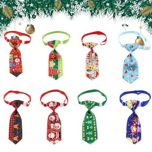 8 Stück Weihnachten Hundehalsband verstellbare Hund Katze Weihnachten Collar Neckties Hunde Weihnachten Neck Ties Christmas Costumes Accessories für Hunde Katzen Party Dekoration von CavspkArt