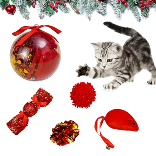 CavspkArt Weihnachten Katzenspielzeug Set 4 Stück Xmas Interaktives katzenspielzeug Haustier interaktive Spielzeug Weihnachten Katzen Spielzeug Variety Pack für Kitty (A) von CavspkArt