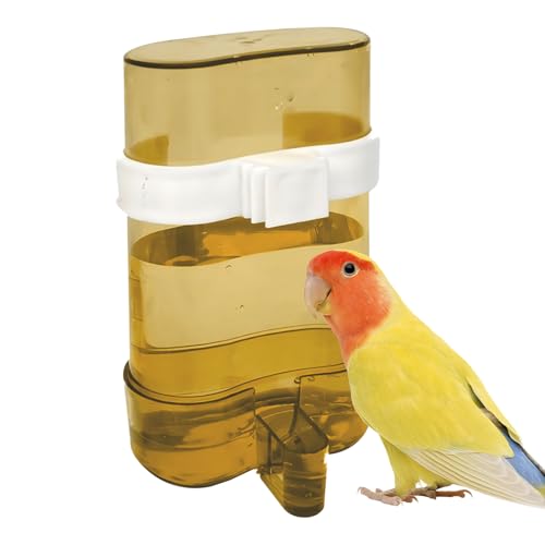 Vogel-Wasserspender, Vogelkäfig-Wasserspender, automatischer Vogelfutterspender, Papageienfutter, Wasserspender für Kleintiere, Papageien, Kanarienvögel, Wellensittiche, Nymphensittiche (gelb) von CavspkArt