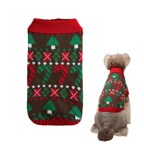 Weihnachten Haustier Pullover warme Weihnachten Hund Katze Pullover Rollkragenpullover Katze Hund KleidungWeihnachten gestrickt Hundekleidung für kleine mittlere Hunde (Krücken, M) von CavspkArt