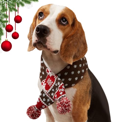 Weihnachten Haustier Schal, warme weiche Haustier gestrickt Schal, modische niedliche Weihnachten Hund Schal für Herbst Winter, Weihnachten Haustier Zubehör, Geschenke für Katzen und Hunde (Braun) von CavspkArt