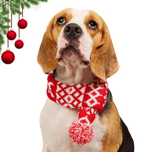 Weihnachten Haustier Schal, warme weiche Haustier gestrickt Schal, modische niedliche Weihnachten Hund Schal für Herbst Winter, Weihnachten Haustier Zubehör, Geschenke für Katzen und Hunde (Rot) von CavspkArt