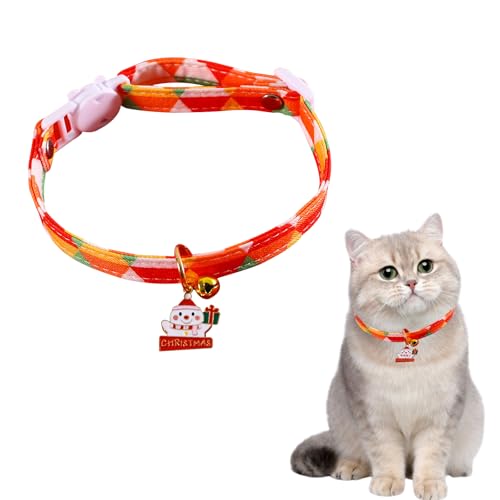 Weihnachten Hundekatzenhalsband Verstellbares Weihnachtshundehalsband Hunde und Katzenhalsband mit Glocke Weihnachten Verstellbares Haustierhalsband für kleine und mittlere Hunde (Rot) von CavspkArt