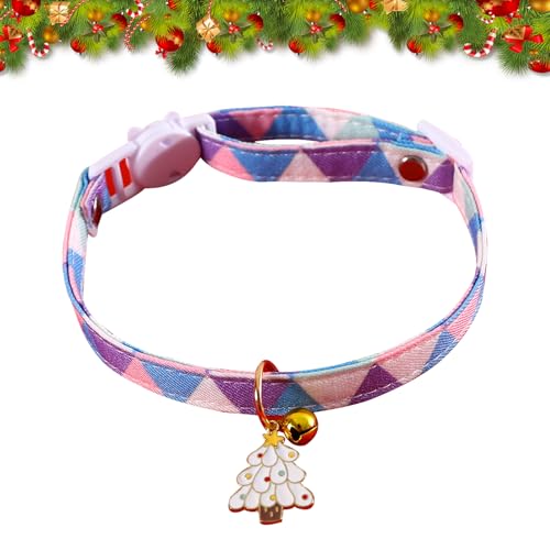 Weihnachten Hundekatzenhalsband Verstellbares Weihnachtshundehalsband Hunde und Katzenhalsband mit Glocke Weihnachten Verstellbares Haustierhalsband für kleine und mittlere Hunde (lila) von CavspkArt