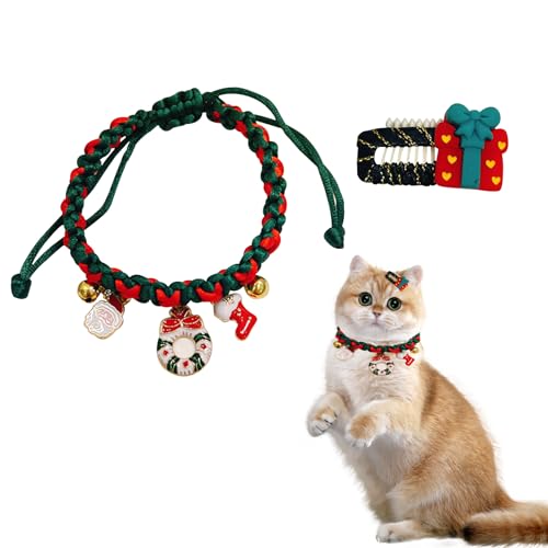 Weihnachten Katzenhalsband Weihnachten Adjustable Pet Collar Katze Halsbänder mit Glocke Weihnachten Haustierhalsband Ornamente Party Zubehör für kleine mittlere Katze Hund (A) von CavspkArt