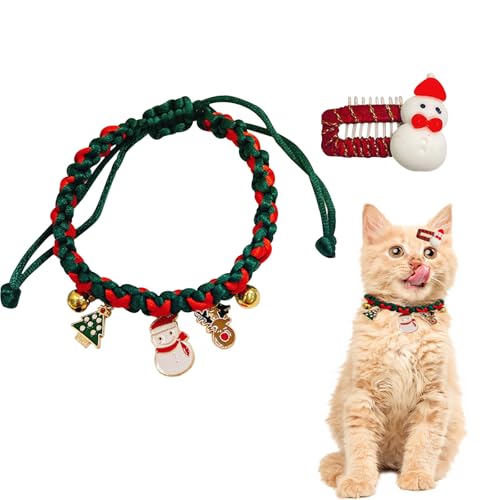 Weihnachten Katzenhalsband Weihnachten Adjustable Pet Collar Katze Halsbänder mit Glocke Weihnachten Haustierhalsband Ornamente Party Zubehör für kleine mittlere Katze Hund (B) von CavspkArt