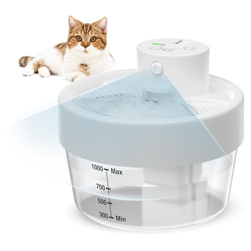 CAWJUG Kabelloser Katzenbrunnen 1L, Leiser Trinkbrunnen für Katzen & Kleine Hunde, Automatischer Katzentrinkbrunnen mit Bewegungssensor, 3 Modi, 2200mAh Akku & LED-Anzeige, Wasserspender Haustiere CAWJUG Kabelloser Katzenbrunnen 1L, Leiser Trinkbrunnen für Katzen & Kleine Hunde, Automatischer Katzentrinkbrunnen mit Bewegungssensor, 3 Modi, 2200mAh Akku & LED-Anzeige, Wasserspender Haustiere von Cawjug