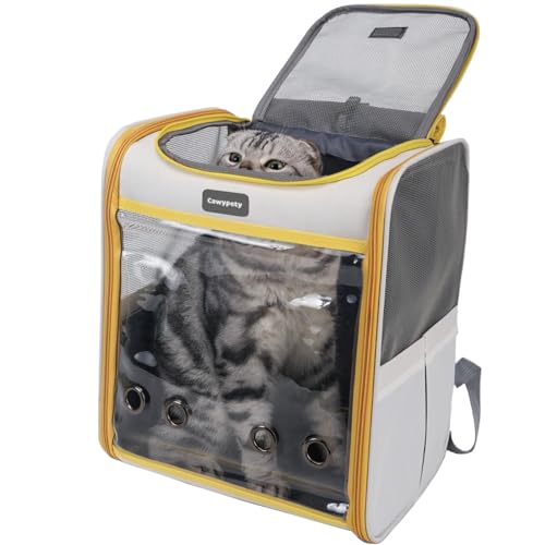 Cawypety Katzen-Tragetasche, zusammenklappbar und atmungsaktiv, für Katzen unter 7,3 kg, für Hunde und kleine Haustiere, für Reisen, Auto von Cawypety