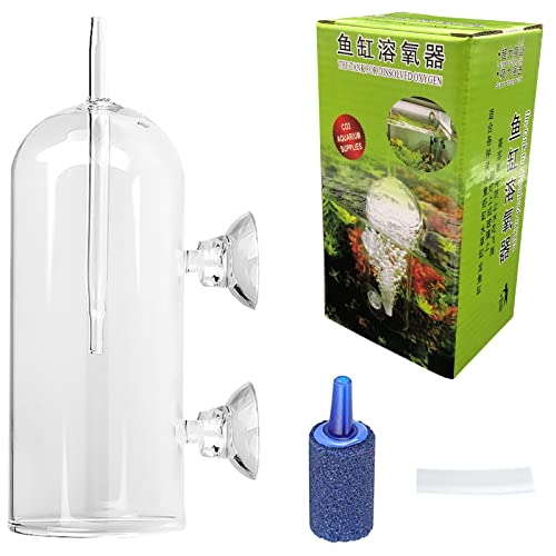 Caylingdee Aquarium Air Bubbler Glas Sauerstoff Bubbler Cup Luftdiffusor Gelöstes Sauerstoffgerät mit Wasserschlauch Sauger Luftstein Hochgelöster Sauerstoff für Aquarium von Caylingdee