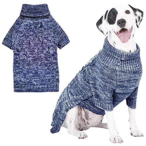 CCKUU Hunde-Strickkleidung, Plüschpullover, Hundepullover, weich, dick, warm, für Welpen, Winter, Welpenpullover für Hunde und Katzen, Größe L, Marineblau von Cckuu