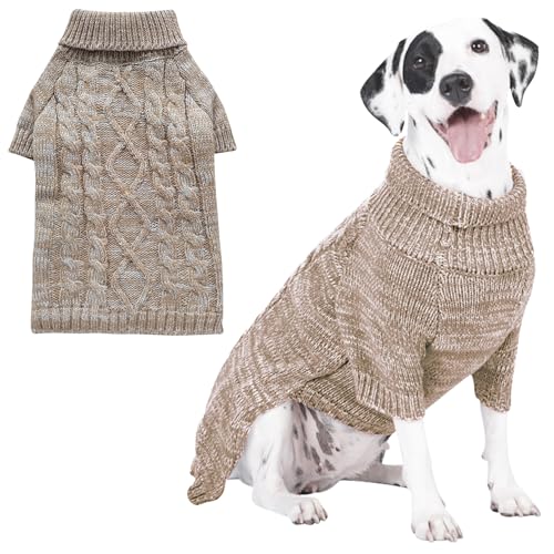 CCKUU Hunde-Strickkleidung, Plüschpullover, Hundepullover, weich, verdickend, warm, für den Winter, Welpen, Pullover für Hunde und Katzen (Größe L, Khaki) von Cckuu