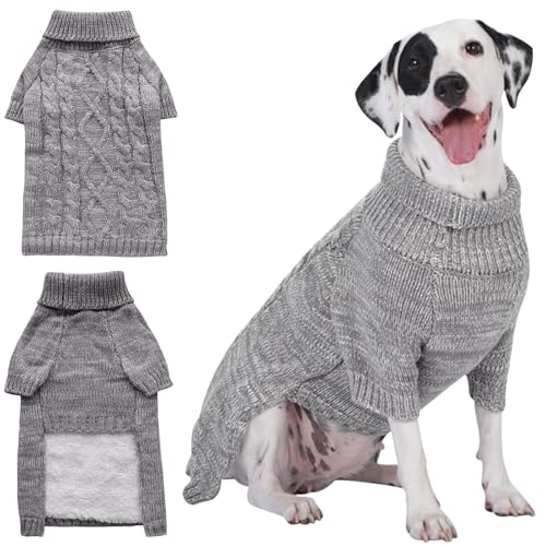 CCKUU Hunde-Strickkleidung, Plüschpullover, Hundepullover, weich, verdickend, warm, für den Winter, Welpen, Pullover für Hunde und Katzen (S, Hellgrau) von Cckuu