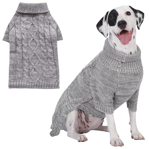 CCKUU Hunde-Strickkleidung, Plüschpullover, Hundepullover, weich, verdickend, warm, für den Winter, Welpen, Pullover für Hunde und Katzen (S, Hellgrau) von Cckuu