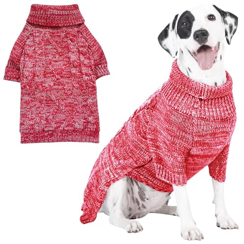 CCKUU Hunde-Strickkleidung, Plüschpullover, weich, verdickend, warm, für den Winter, Welpen, Pullover für Hunde und Katzen (S, Rot) von Cckuu