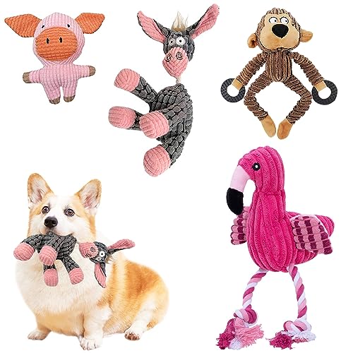 Cckuu Plüsch-Hundespielzeug, quietschendes, kuschelweiches Kaupaket, langlebig, interaktives Spielzeug für Welpen und kleine Hunde, 3 Stück, keine Fülltiere (Gruppe 3 (4er-Pack) von Cckuu