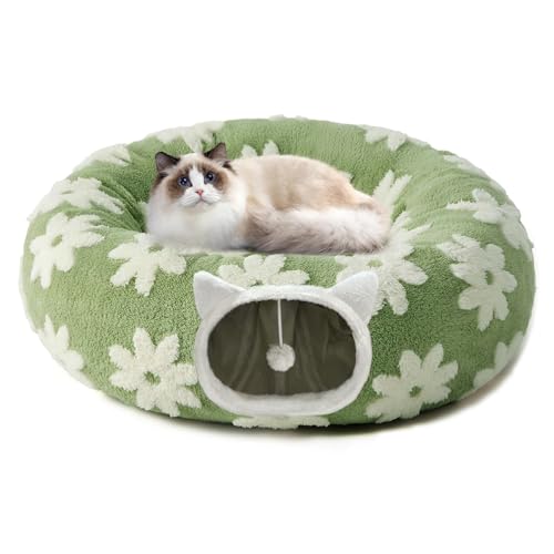 Katzentunnelbett für Indoor-Katzen, weicher Plüsch, Donut-Peekaboo-Katzenhöhle, multifunktionaler Spielplatz-Spielzeug für kleine, mittelgroße und große Katzen, Kätzchen, Kaninchen, Frettchen, mit Katzentunnelbett für Indoor-Katzen, weicher Plüsch, Donut-Peekaboo-Katzenhöhle, multifunktionaler Spielplatz-Spielzeug für kleine, mittelgroße und große Katzen, Kätzchen, Kaninchen, Frettchen, mit von Cckuu