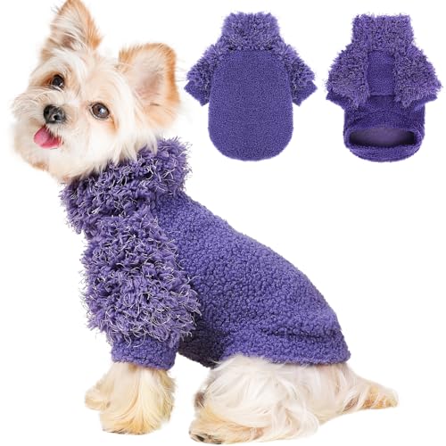 Ccurrili Kleiner Hundepullover für kleine Hunde Hoher Kragen Welpenpullover Kleine Hundekleidung Fleece Warmer Hundemantel Hundejacke Westen Winter Haustier Kleidung Hundeoutfits Chihuahua von Ccurrili