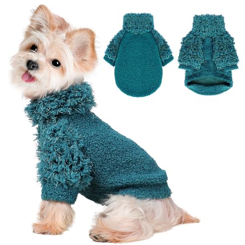 Fleece-Weste, warmer Pullover, Fleece-Jacke, Winter-Hundekleidung für Jungen oder Mädchen, Haustierkleidung, Hundepullover (XS, Pfauenblau) von Ccurrili