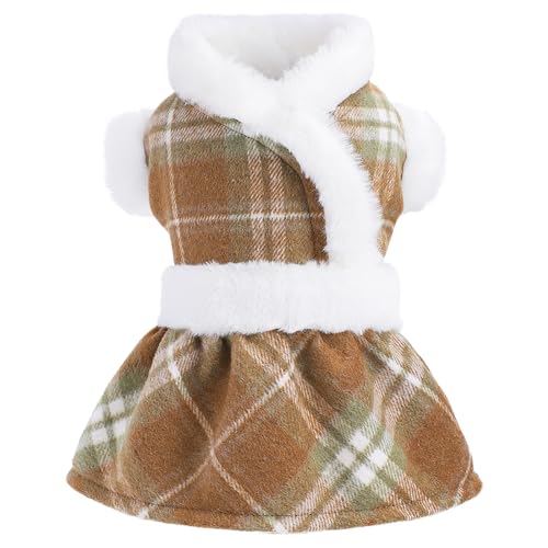 Thanksgiving-Hundepullover, klassische Haustierkleidung, Chihuahua-Yorkie-Kleidung, karierter Fleece-Hundepullover für kleine Hunde und Mädchen, Welpenpullover, Winter-Hundekleider für kleine Hunde von Ccurrili