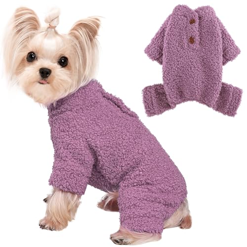 Hunde-Pyjama, Winter-Hundepullover für kleine Hunde, Mädchen, Jungen, Fleece, warmer Welpenpullover, Einteiler für kaltes Wetter, Haustierkleidung, Hundekleidung für Chihuahua, Yorkie, Teetassen (XXS, von Ccurrili