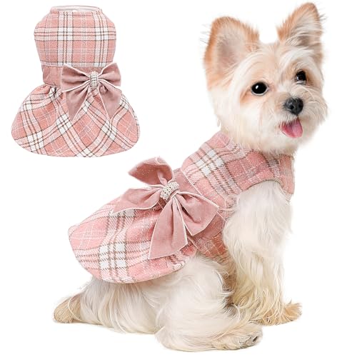 Kleiner Hundepullover, Hundepullover für kleine Hunde und Mädchen, klassisches kariertes Hundekleid, Welpenpullover, Katzenpullover, Haustier-Prinzessinnen-Hundekleidung, Hundemantel, Rock, Outfits von Ccurrili