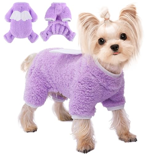 Pullover für kleine Hunde, Winterkleidung für kleine Hunde, Mädchen, Jungen, warmer Fleece-Hunde-Pyjama, Haustierkleidung, Welpenpullover, Einteiler, Hunde-Pyjama-Outfit, Katzenbekleidung (Größe M, von Ccurrili