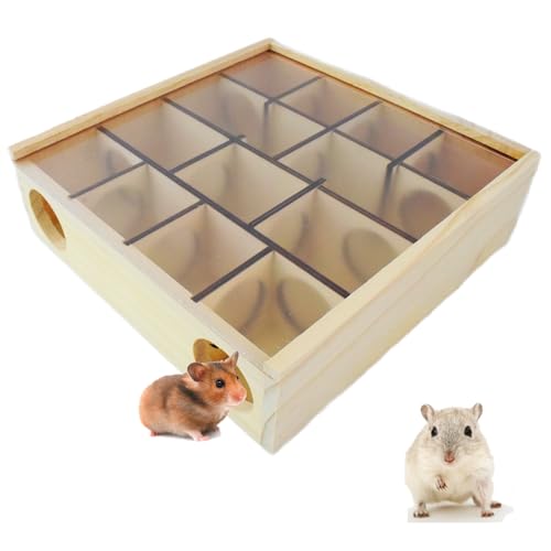 Cdipesp Holz-Hamster-Labyrinth mit transparenter Acrylabdeckung, Mehrkammer-Hamster-Versteckhaus, Hamsterspielzeug, Rennmäuse, Labyrinth für Zwerghamster, Mäuse und andere kleine pelzige Tiere von Cdipesp