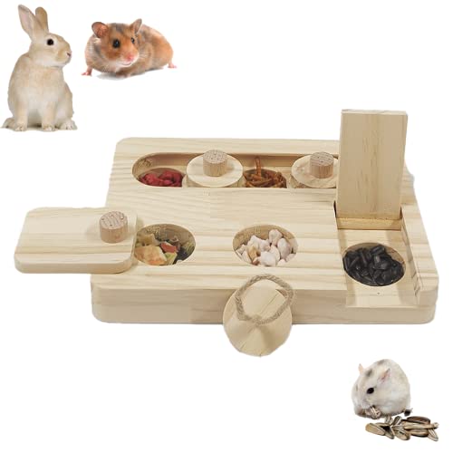 Cdipesp Holzspielzeug für Ratten, 17.8x13 cm, Langeweile Breaker Kaninchen-Bereicherung, interaktiver Leckerli-Spender für Meerschweinchen, Kaninchen, Hasen, Hamster, Igel, Ratten, Zuckervergoldete von Cdipesp