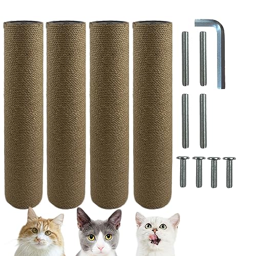 Cdycam 4 Pack Cat Scratching Post Replacement, 15.7 x 3.14 Inch M8 Screws Jute Cat Tree Scratch Post Refill Pole Parts, DIY Scratcher Posts for Kittens Tree Tower (Jute) von Cdycam