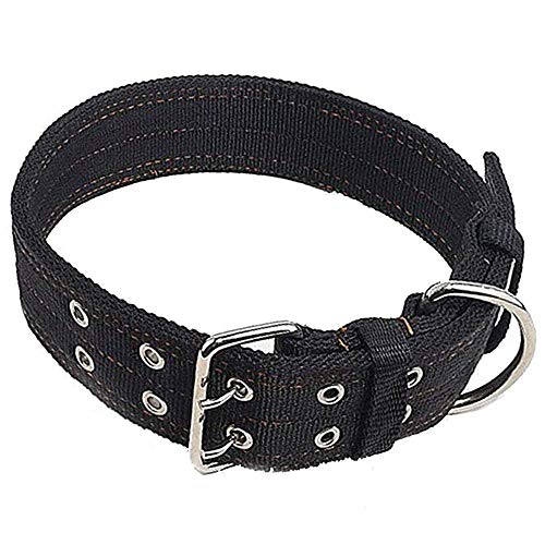 Cdycam Hundehalsband, verstellbar, doppelt dick, robust, Nylon, Militär-Stil, mit D-Ring aus Metall und Schnalle (groß, schwarz) von Cdycam