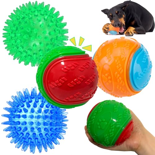 Cdyzqikm Quietschender Hundespielzeug, Ball für interaktives Spielen, Spikys, Haustierbälle zur Zahnreinigung, langlebig, robust, Kauspielzeug für mittelgroße und große Hunde, Apportiertraining, von Cdyzqikm