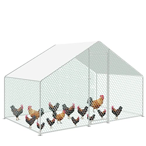 Cecaylie Hühnerstall Katzengehege Outdoor Freigehege 3x2x2m, Verzinkter Stahl Gehege, PVC-beschichtetes Schatten Dach für Geflügel, Kaninchen, Hunde von Cecaylie