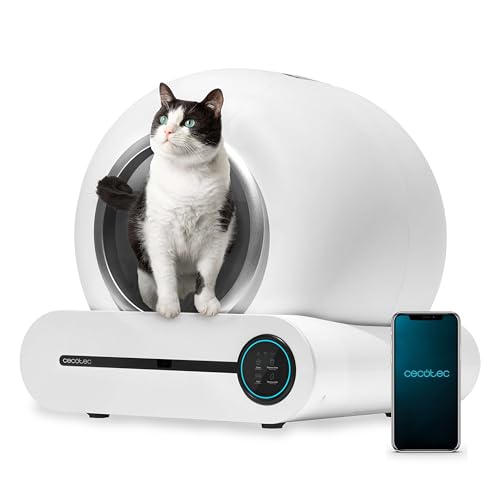 Cecotec Selbstreinigende Katzentoilette Pumba 8000 CleanKitty Smart. 18W, 9L Kapazität, Dreifaches Desodorierungssystem, WiFi-Steuerung und Display, Leise und Sicher mit Infrarotsensor von Cecotec